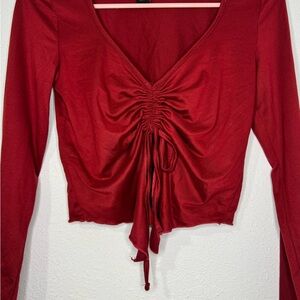 Elegant Red Ruched Women's Top
